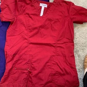 Red scrub top